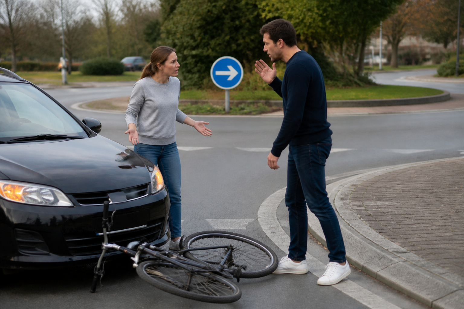 Accident vélo-voiture sur un rond-point ou une piste cyclable : Règles de priorité et litiges